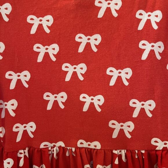 Hanna Andersson Bow Holiday Rib Dress Tangy Red 100% Cotton Girls Size 140 US 10 - Picture 14 of 14